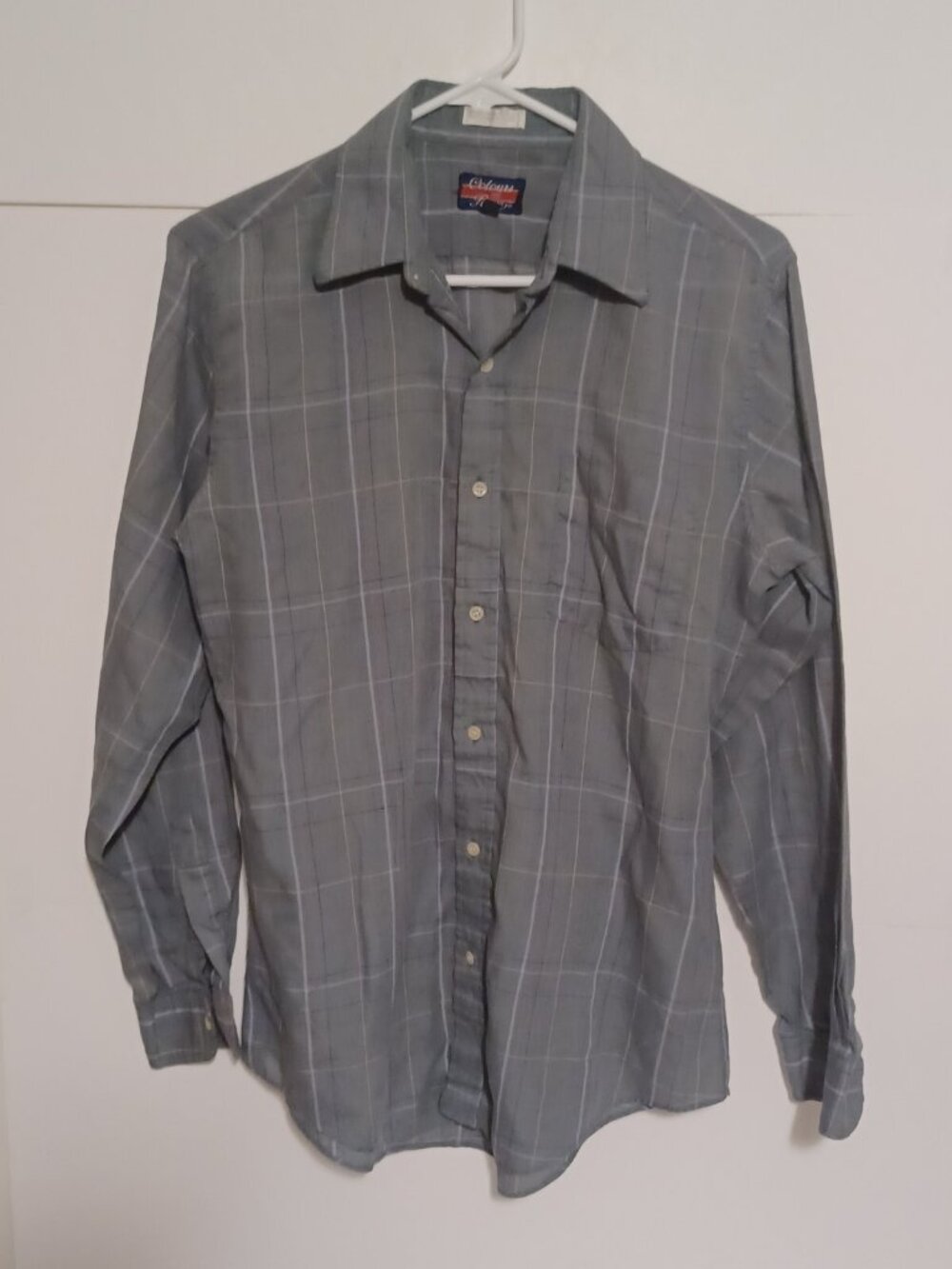 Vintage Colours de Reve Men’s Long Sleeve Gray Striped Shirt Size M 15-15 1/2.